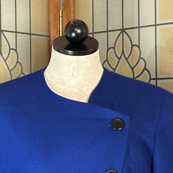 Vintage Pendleton 80's 100% Wool Blue Button Up Shoulder Pads Blazer Size 6 - Picture 4 of 12